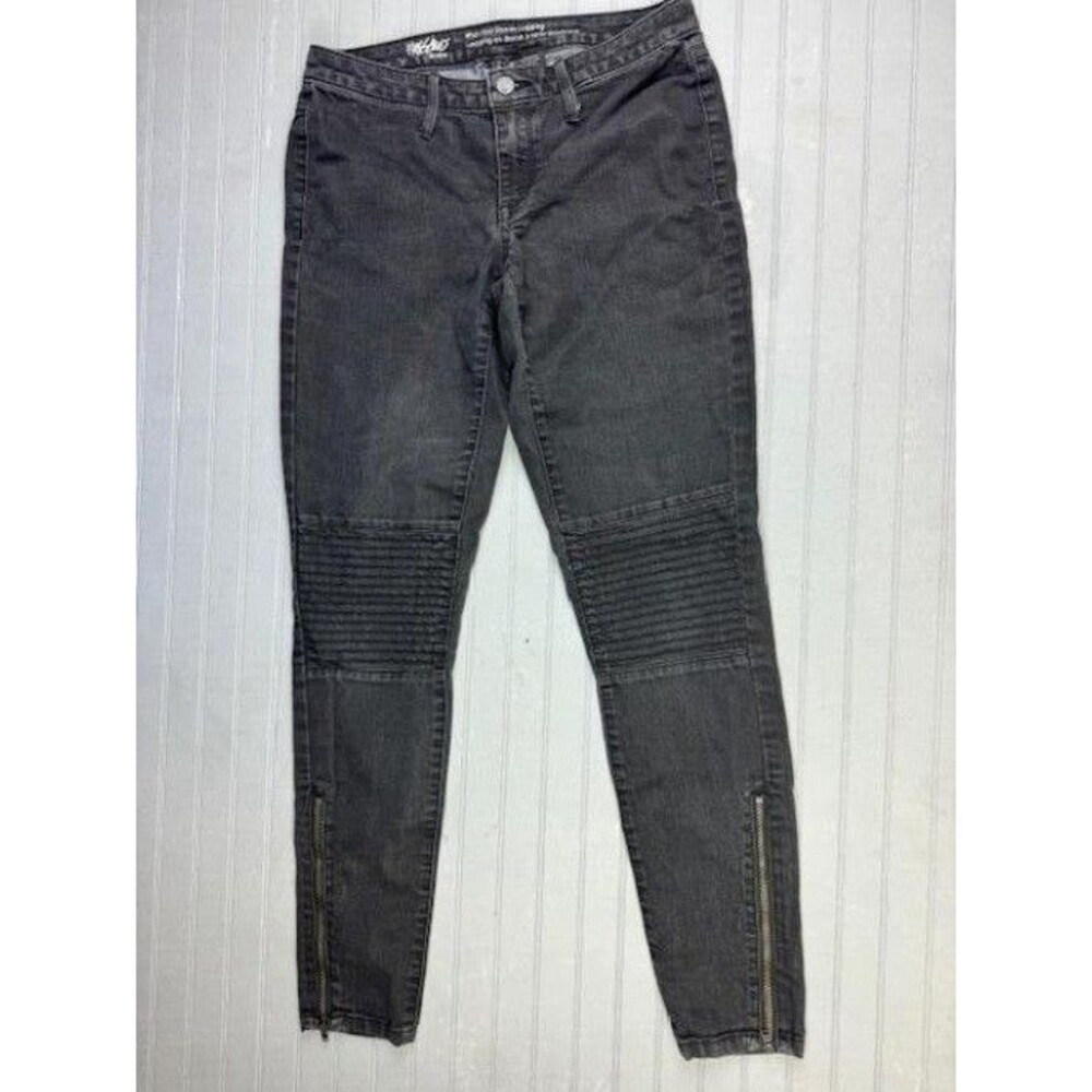 Mossimo Size 4 Womens Jeans Leggings Black Mid Rise Zip Ankles Stretch